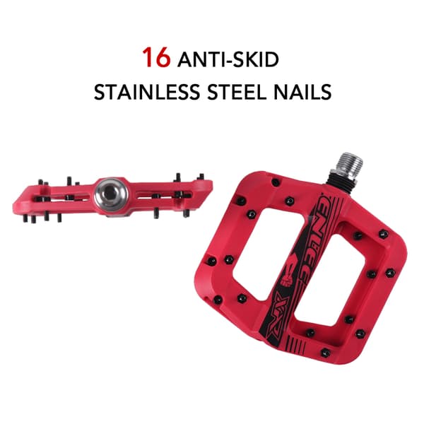 Lette sklisikre MTB sykkelpedaler, nylonfiber, 9/16 tommer plattform