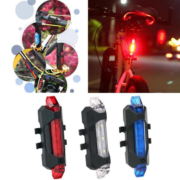 USB genopladelig cykelbaglygte, 4 tilstande, vandtæt, MTB cykeltilbehør