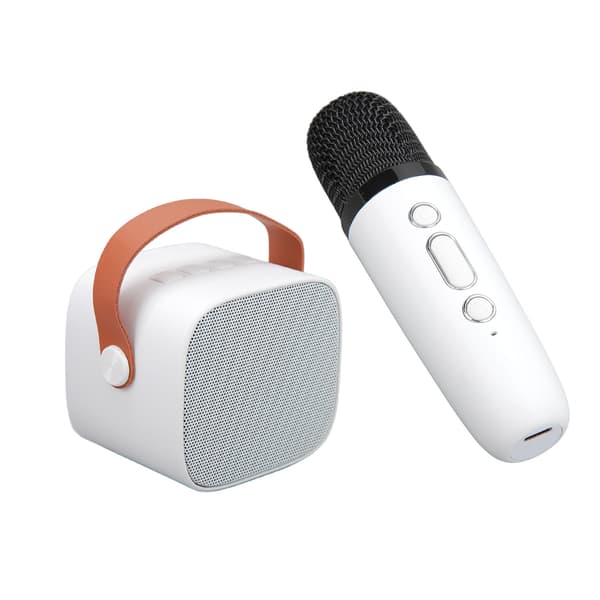 Bærbar Bluetooth-høyttaler Mini Karaoke-maskin med mikrofon, klar lyd, hvit