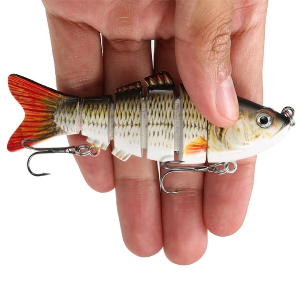 Leddelt 7-segment Crankbait fiskelokkemiddel med realistisk 3D-krog til bas, gedde og sandart.