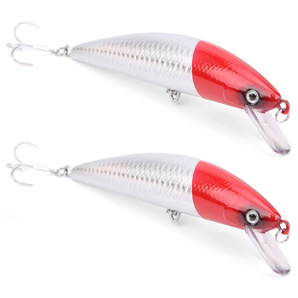2 st sjunkande Minnow-drag med tungplatta, 3D-ögon, vass krok, ABS, #5