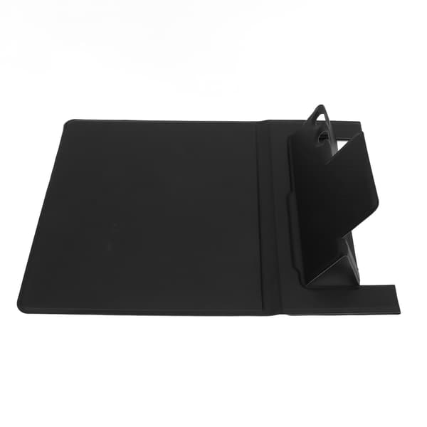 Sort USB-musemåtte med trådløs opladning og foldbar telefonholder til PC, bærbar computer og skrivebord