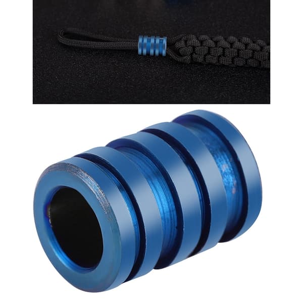 Stor blå TC4 titaniumlegering knivvedhæng til udendørs lanyard med perle paracord