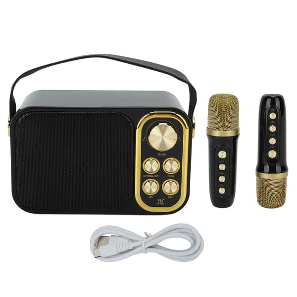 Bärbar Bluetooth Karaoke-maskin med 2 mikrofoner för hem- och utomhusfester