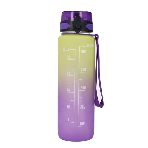 1000 ml Gradient Lila Bärbar Sportvattenflaska med Timer och Armband