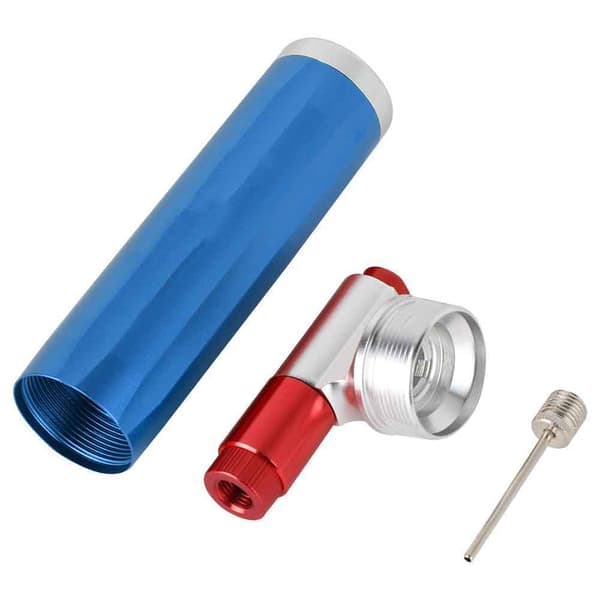 Bärbar handpump i aluminium för cyklar, mini nödpump, blå
