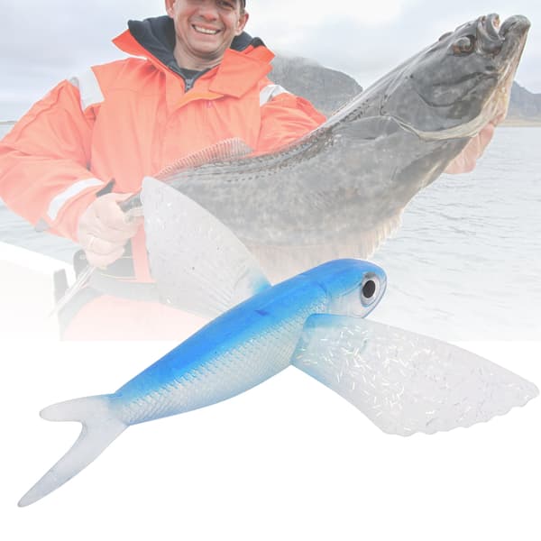 Kunstig fiskesluk myk agn simulert flyvefisk 6,7 tommer PVC med blå boks