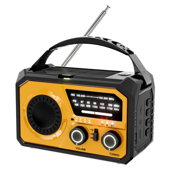 Hätäradio aurinkokennolla ja käsiveivillä 16000mAh NOAA/AM/FM virtapankilla ja LED-taskulampulla