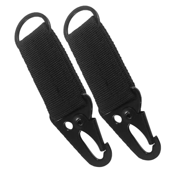 Nyckelring i nylon med multifunktionell bergsklättringsspänne för camping, vandring, backpacking, svart