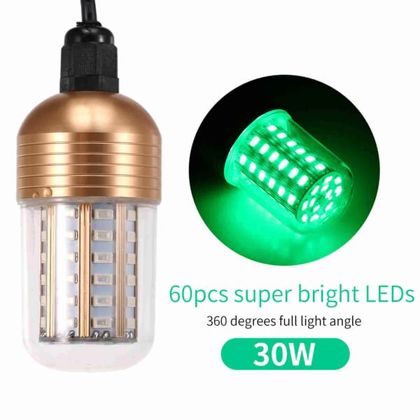 30W 60LED Grøn Undervands Fiskelygte, Høj Effekt, 360 Graders Rotation til Natfiskeri