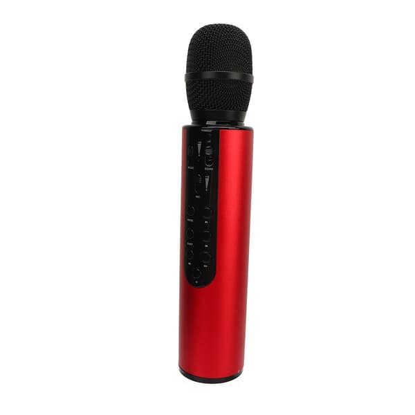 Trådløs kondensator karaoke-mikrofon med dobbelte højttalere, bærbar Bluetooth til sang, rød