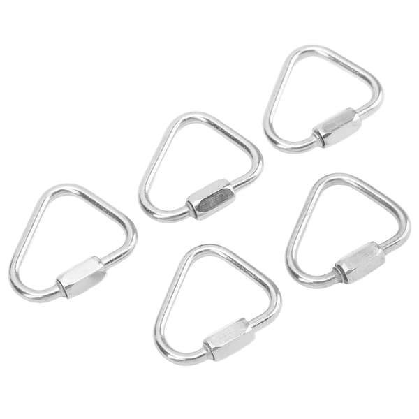 5 stk. trekantet karabinhage i rustfrit stål med lås til camping og vandreture 3,5 mm