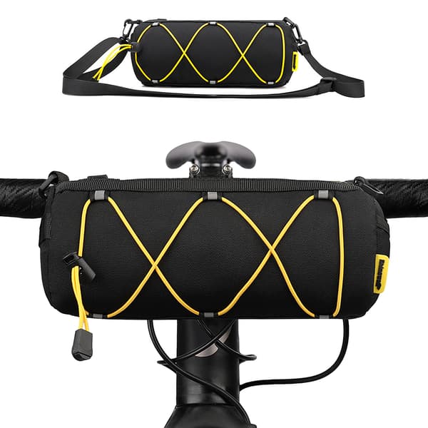 Cykelfrontcylinderpose med mobiltelefonholder, justerbar rem og reflekterende striber