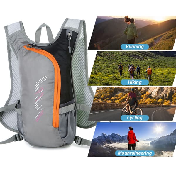 Reflekterende nylon hydreringsryggsekk med 2L rom for trekking, løping, sykling