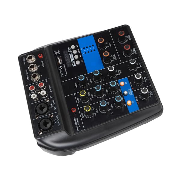 Professionel 4-kanals stereo USB-lydmixer til sceneudstyr, 100-240V, USB-stik