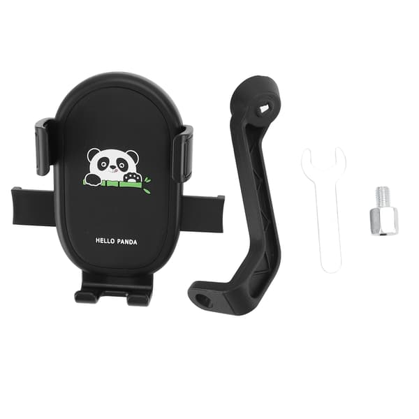 Panda Standard Cykeltelefonholder med Stødabsorbering og Quick Release til Scooter/Motorcykel - Sort