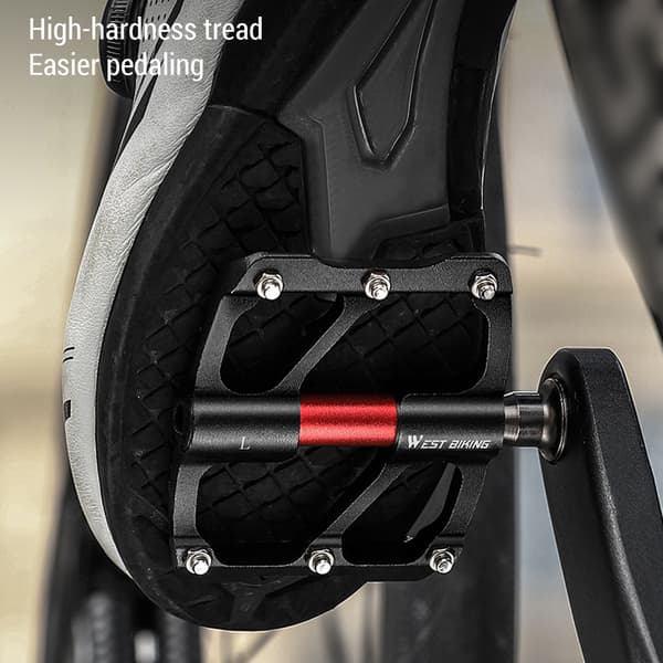 Cykeltrampor med 3 tätade lager, aluminiumlegering, 12 halkfria stift.
