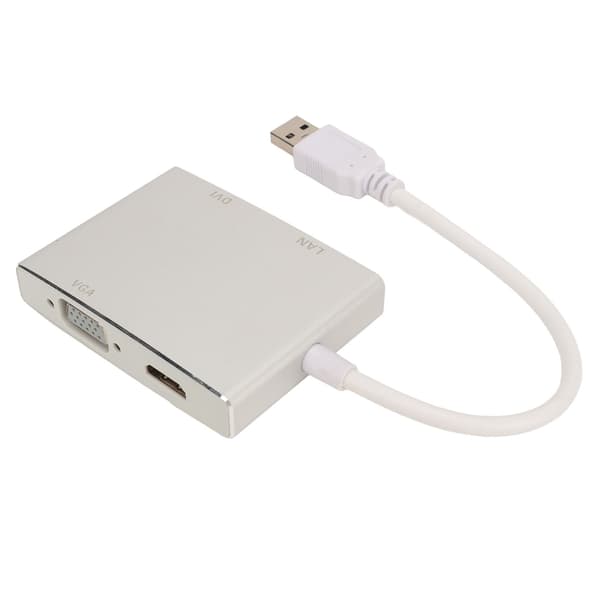 4-i-1 USB 3.0 Videoadapter Hub med HDMI, VGA, DVI og Netværkskort