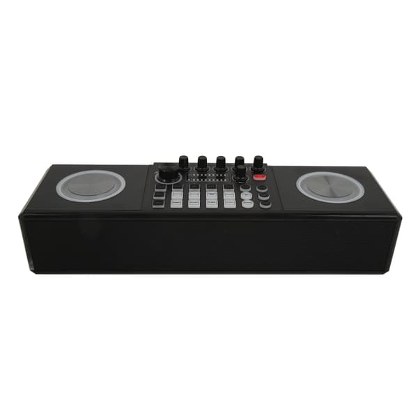 Bærbar karaokemaskine med 2 Bluetooth-mikrofoner, højttaler og lydkort til hjemmefester, bryllupper og camping.