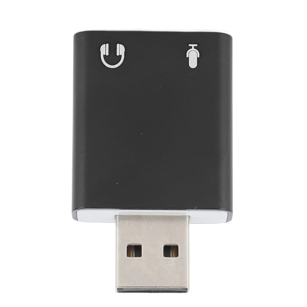 Eksternt USB 7.1-kanals stereolydkort med USB til 3,5 mm headset-jackadapter - Sort