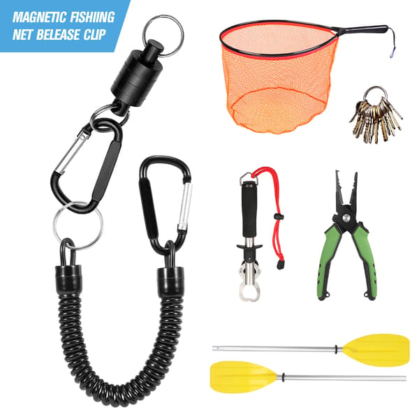 Magnetisk fiskenetholder med udtrækkelig reb og klips til fluefiskeri
