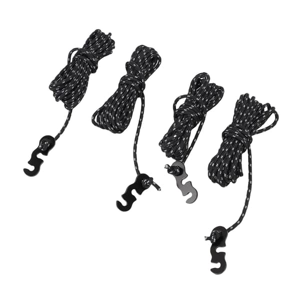 4 stk. nylon campingreb 3 m med justerbar reflekterende stribe til telt og markise - sort
