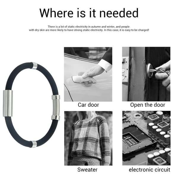 Antistatiskt armband eliminerar statisk elektricitet. Modeaccessoar för kvinnor och män.