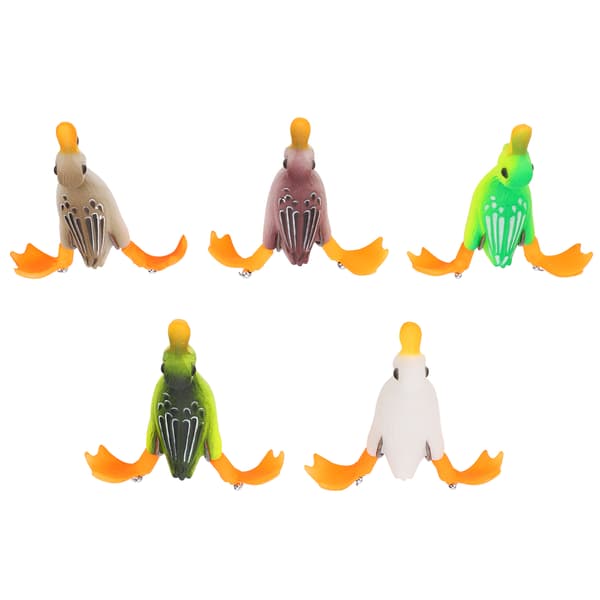 5 st flytande anklockbete med krokar, 3D-gummi basfiskedrag