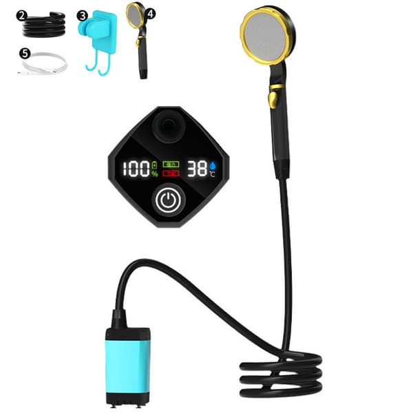 Bärbar uppladdningsbar elektrisk duschpump för camping med smart digital display