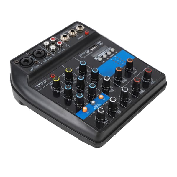 Professionel 4-kanals stereo USB-lydmixer til sceneudstyr, 100-240V, USB-stik