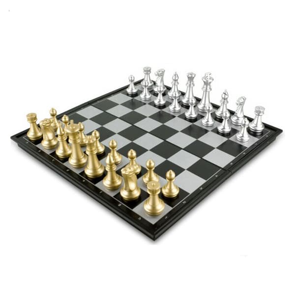Bärbar hopfällbar magnetisk schackbricka 25 cm för barn, familjepresent