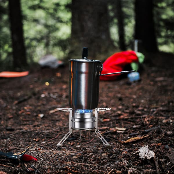 Letvægts 100 ml aluminiumsspritbrænder med foldbart stativ i rustfrit stål til camping og vandreture
