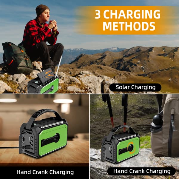 Nödradio med handvev och solcellsdriven 16000mAh NOAA/AM/FM Bärbar Batteri SOS