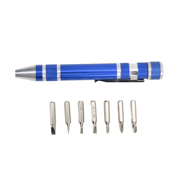 8-i-1 Lommeskruetrækker Mini Magnetisk Pen Multifunktionel til Tynde Skruer Blå