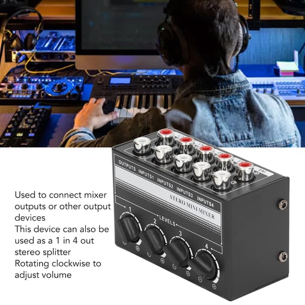 Mini CX400 4-kanals bærbar passiv stereo mixer til CD-afspiller, computer og telefon - hvid