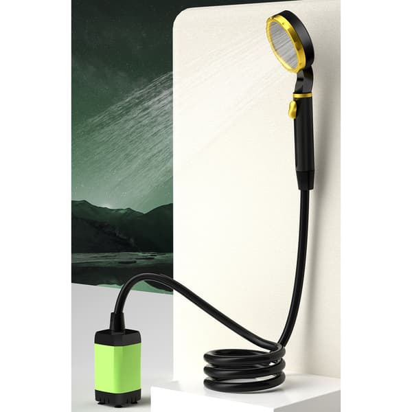 Bärbar uppladdningsbar elektrisk duschpump för camping med smart digital display