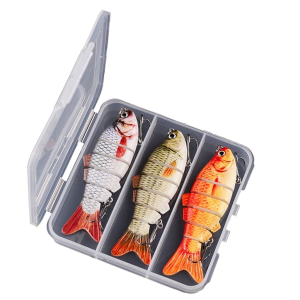 Fiskesluker for abbor og ørret - 6-segment harde sluker med treblekroker - Swimbait
