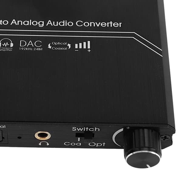 Digital til Analog Audio Konverter 192KHz med Optisk Lydstyrkejustering, Koaksial RCA 3,5 mm