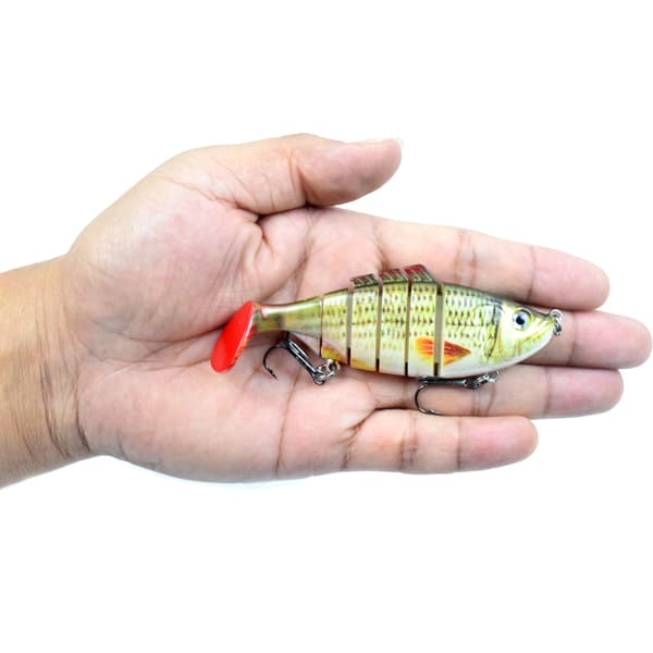 Fiskedrag 10cm 16.5g 6 segment med 3D-ögon trekrok för abborre öring sötvatten och saltvatten