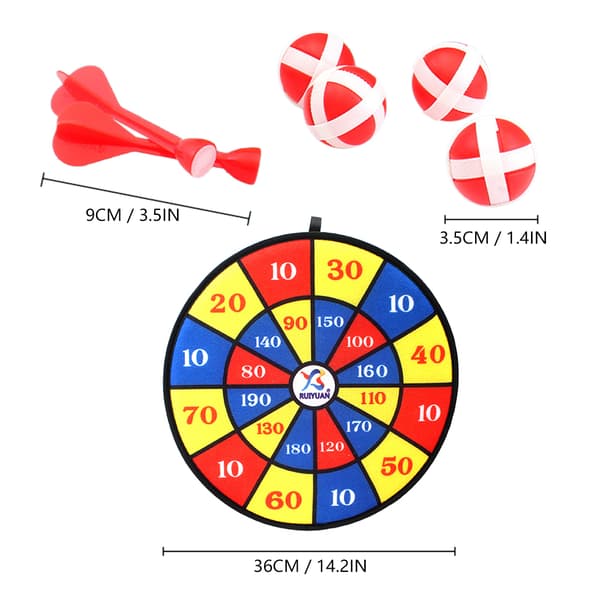 Sikkert tekstil dartspil til børn, 36 cm, med 10 bolde og 10 magnetiske pile