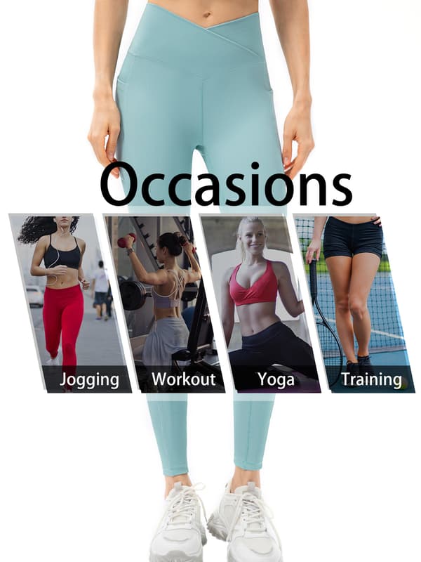 Sportsleggings for kvinner med lommer, elastisk linning, magekontroll for yoga, løping og treningsstudio