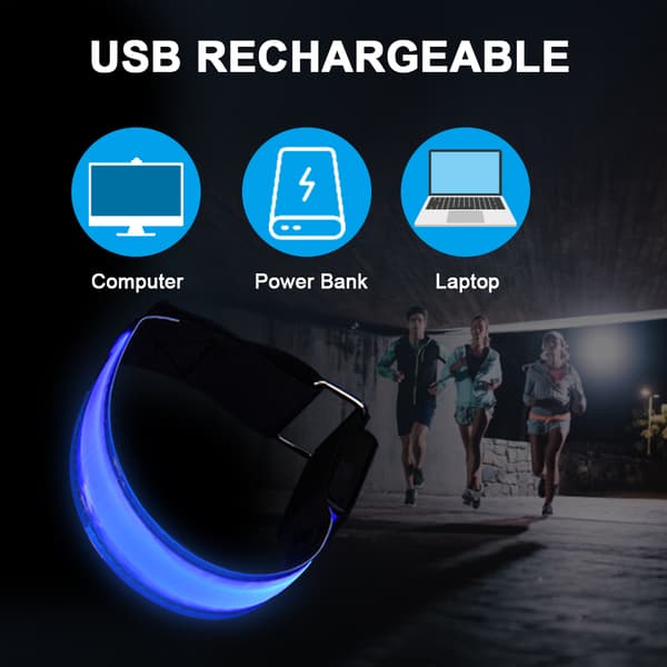 Oppladbart USB LED-armbånd for løping og sykling - Justerbart nattlys for sikkerhet