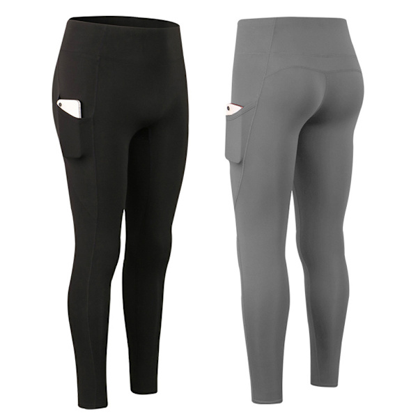 2-pack högmidjade yogaleggings med mysigt plyschfoder och fickor för kvinnor, vinter
