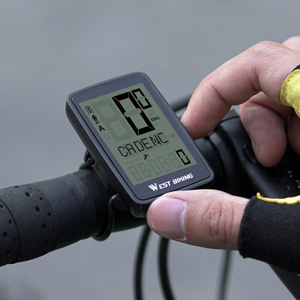 Trådløs cykelcomputer, tosproget, med baggrundsbelysning, fuld skærm, vandtæt, USB