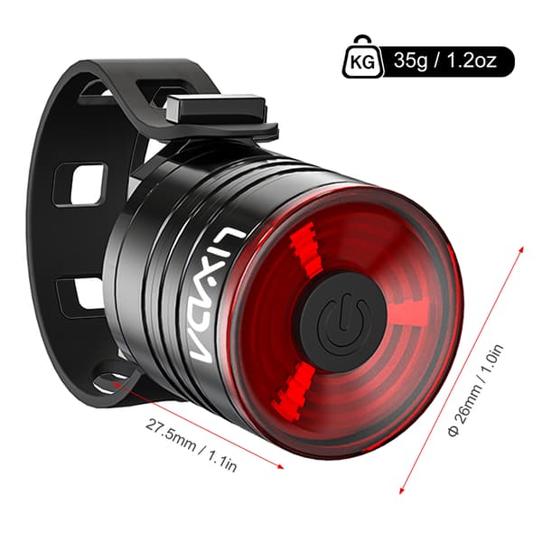 Lixada LED Sykkelbaklys, 200 Lumen, 3 Moduser, CR2032 Batteri, Værbestandig