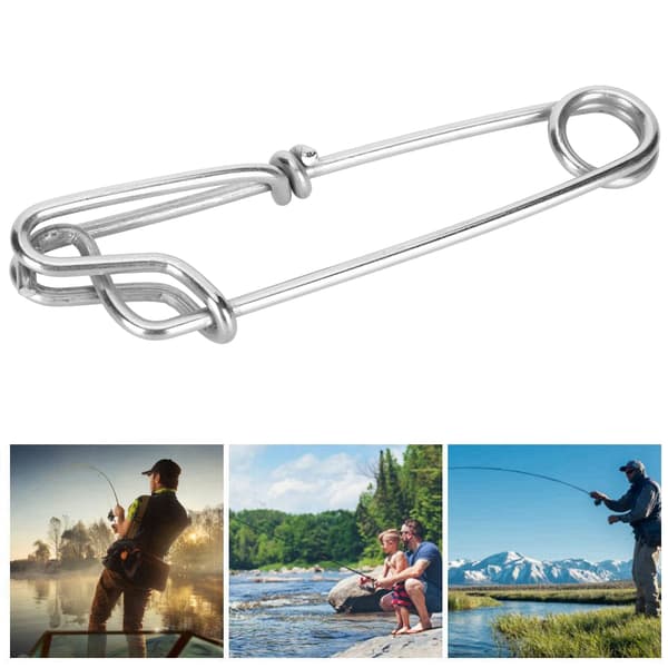6 stk. tunklips i rustfrit stål fiskeklips langline snap-forbinder nem at bruge