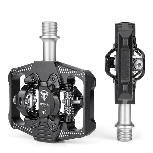 Dobbeltklips MTB-pedaler med klamper kompatible med SPD-system til mountainbikes