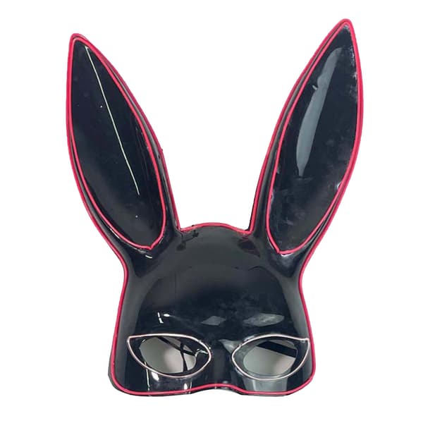 Glitrende halvmaske med kaninansigt med lyserøde og hvide lys til Halloweenfest - Plasttilbehør