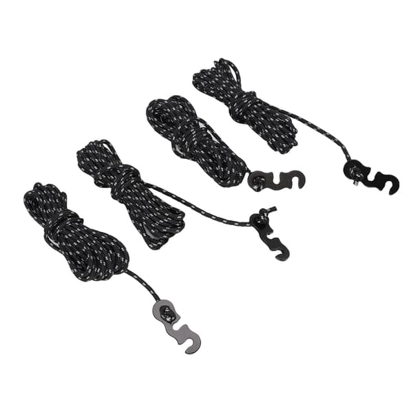 4 stk. nylon campingreb 3 m med justerbar reflekterende stribe til telt og markise - sort