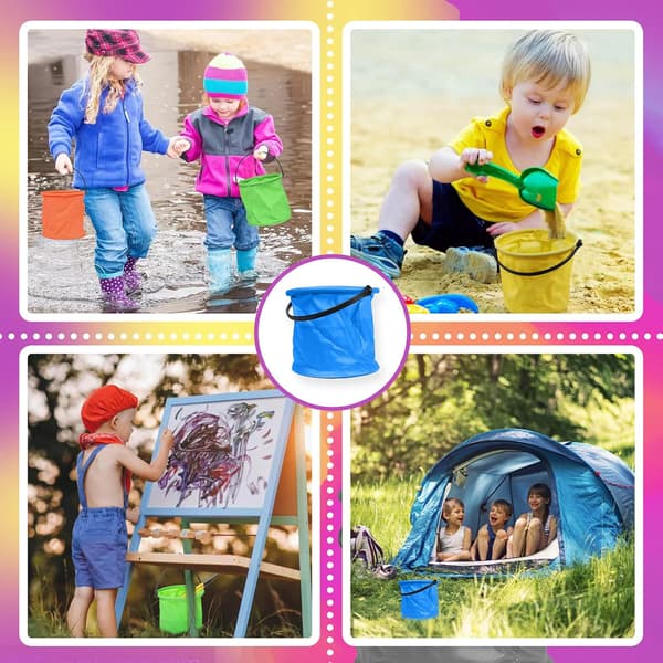 4 sammenklappelige spande til voksne - 2L - Lille farverig spand - Multifunktionel - til camping, fiskeri, strand